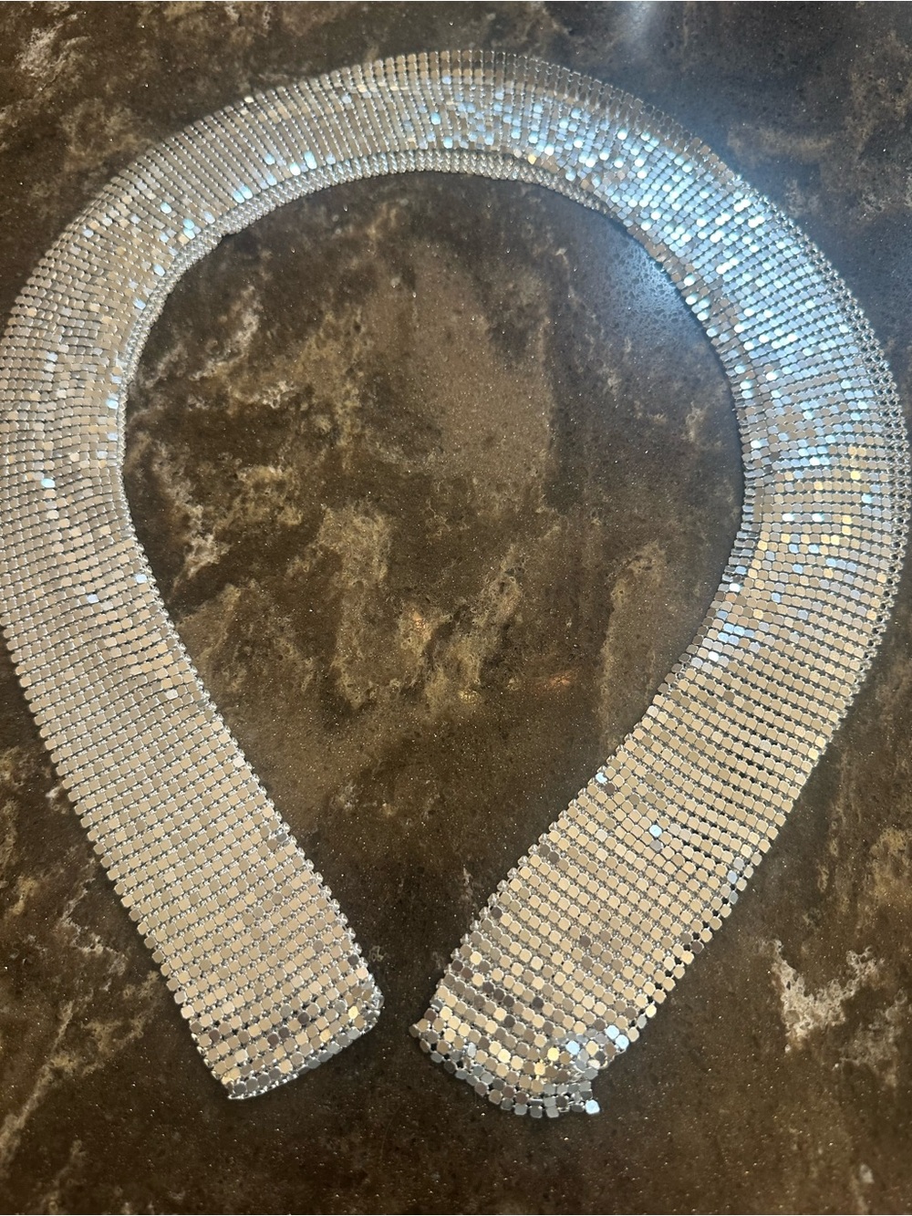 Silver Crystal Mesh Collar Necklace - Elegant Women's Statement Jewelry